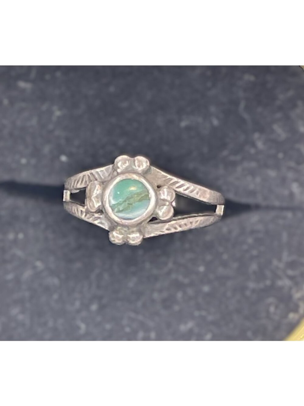 Archival Fred Harvey Arrow Hallmarked Sterling Ring - Adjustable Cracked Stone